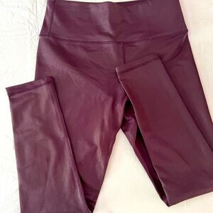 Purple Metallic leggings, 24”.  Amazing compression and super smooth feeling.